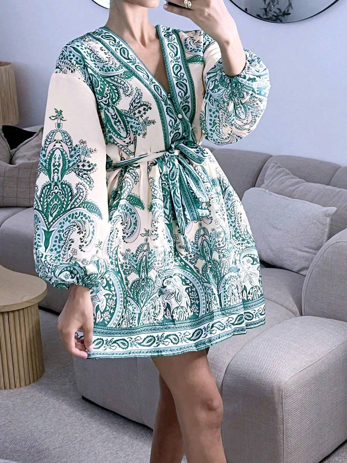 Casual Fashion Floral Print Lapel Long Sleeve Dress