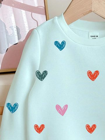 Casual Loose Fit Crew Neck Comfortable Knitted Long Sleeve Sweatshirt For Young Girls, Suitable For Autumn/Winter