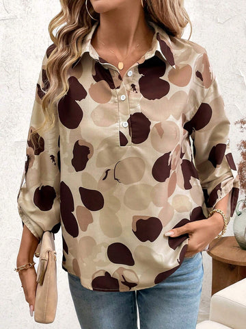 Casual Printed Long Sleeve Shirt With Cotton And Linen Style