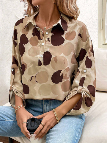 Casual Printed Long Sleeve Shirt With Cotton And Linen Style