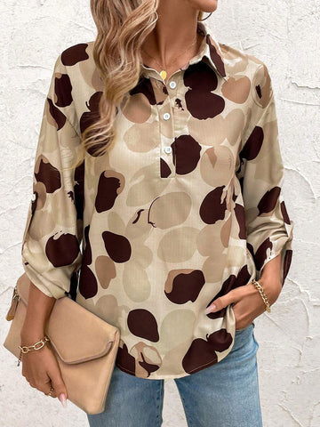 Casual Printed Long Sleeve Shirt With Cotton And Linen Style