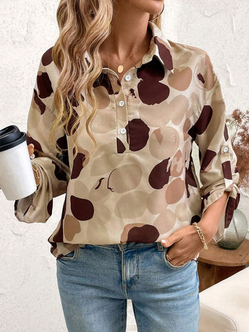 Casual Printed Long Sleeve Shirt With Cotton And Linen Style