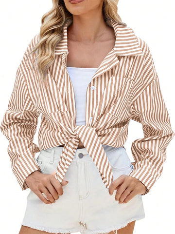 Casual Striped Shirt Blouse