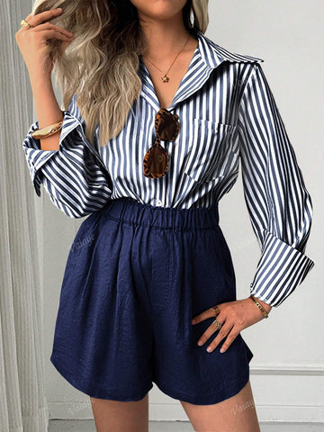 Casual Striped Shirt Blouse