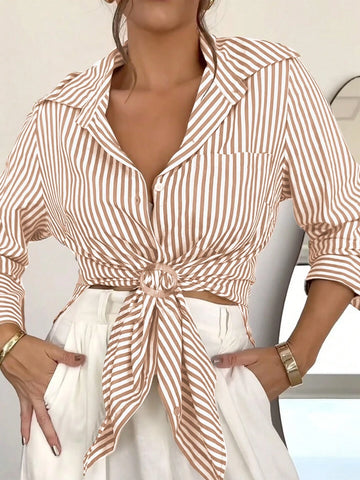 Casual Striped Shirt Blouse