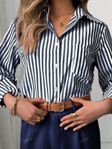 Casual Striped Shirt Blouse