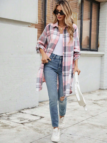 Casual, Versatile Comfortable Loose Plaid Shirt For Women