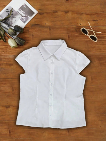 Casual Versatile Solid Color Short Sleeve Shirt