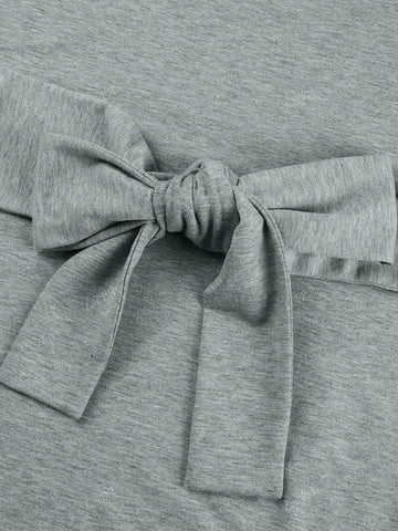 Casual Waist Tie Long Sleeve Dress, Autumn