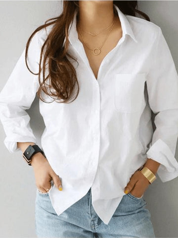 Casual White Collar OL Style Women's Shirt