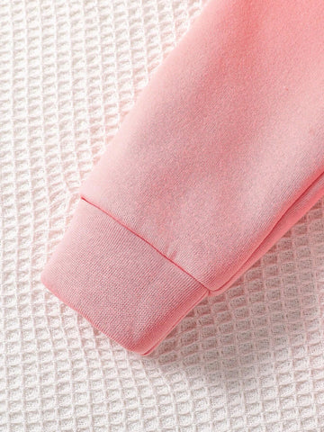 Cat Print Crew Neck Sweatshirt And Sweatpants Set For Young Girls