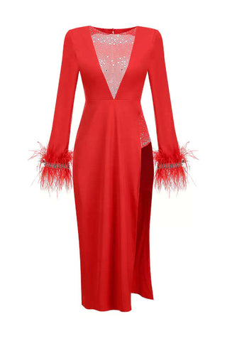 Charlee White Feather Diamante Dress