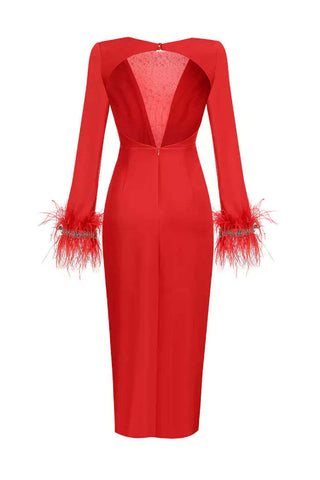 Charlee White Feather Diamante Dress