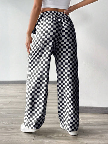 Checkered Pants With Tied Waist