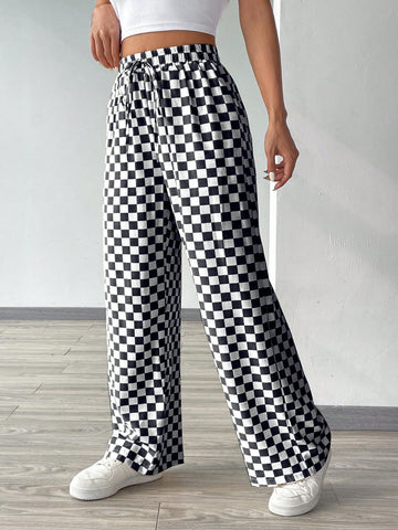Checkered Pants With Tied Waist
