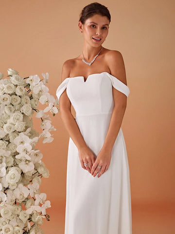 Chiffon High Waist Square Neck Wedding Dress