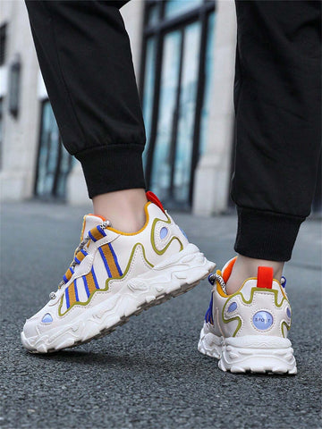 Children's Fall New Leather Uppers Non-Slip Anti-Odor Fashion Handsome Big Kid Boys Running Shoes, Beige