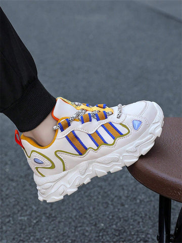 Children's Fall New Leather Uppers Non-Slip Anti-Odor Fashion Handsome Big Kid Boys Running Shoes, Beige