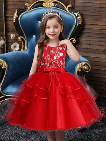 Children's Formal Dress Catwalk Performance Luxury Girls Short Party Dress Flower Girl Wedding Birthday Occasion Dress