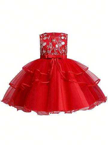 Children's Formal Dress Catwalk Performance Luxury Girls Short Party Dress Flower Girl Wedding Birthday Occasion Dress