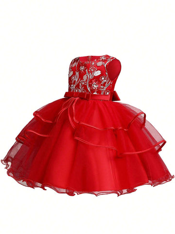 Children's Formal Dress Catwalk Performance Luxury Girls Short Party Dress Flower Girl Wedding Birthday Occasion Dress