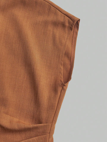 Casual V-Neck Sleeveless Solid Color Blouse