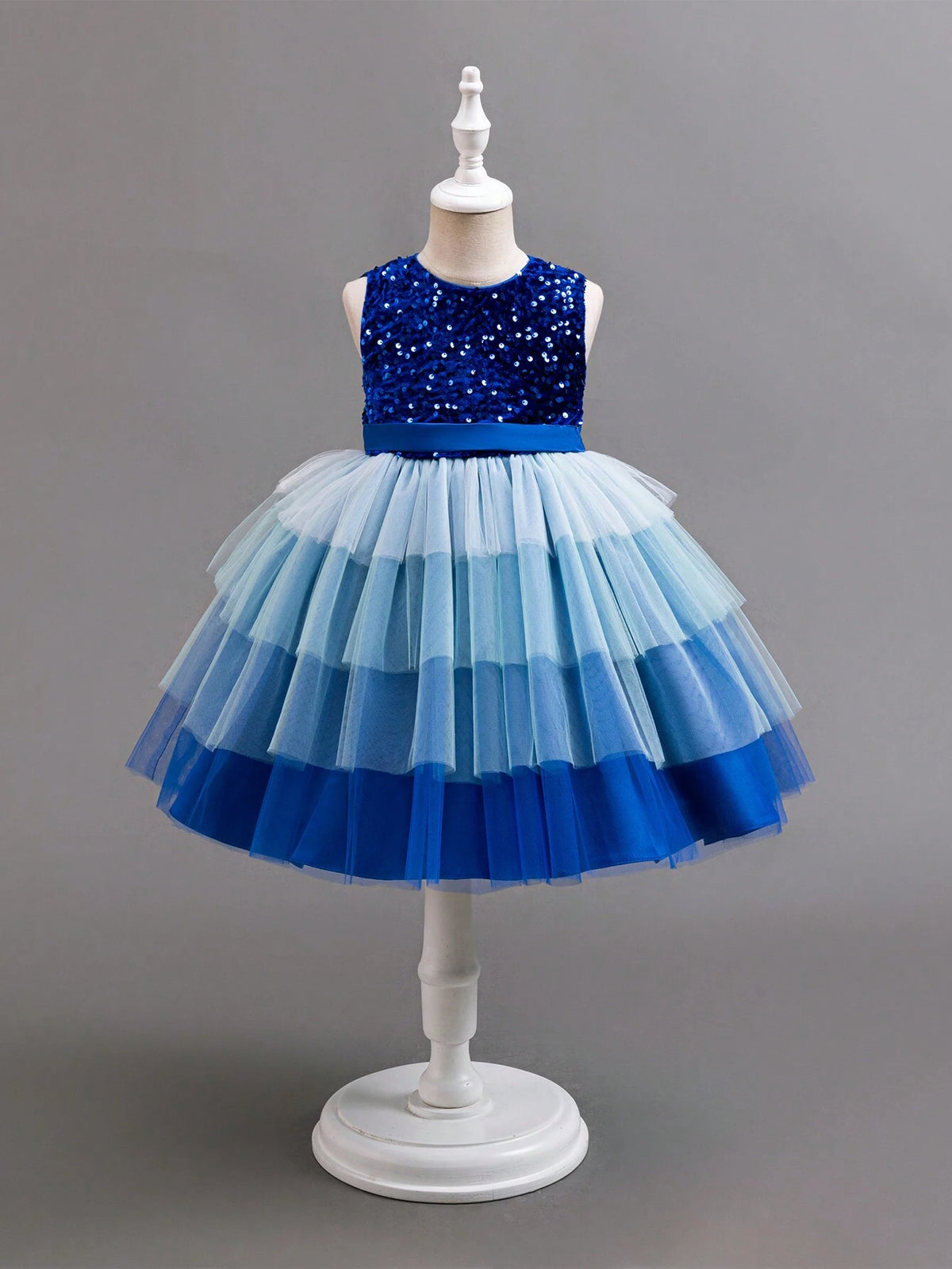 Christmas Partywear Santa Dress, Girls Lovely Vacation Birthday Party Sleeveless Mesh Cake Dress With Floral Belt, Princess Dress