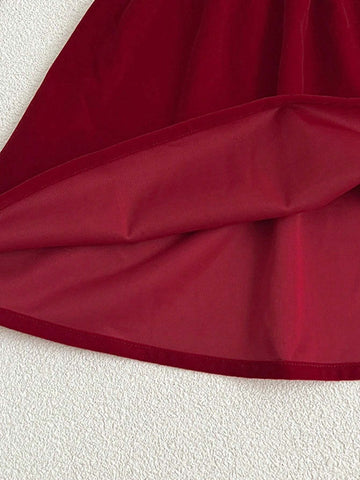 Christmas Red Long Sleeve Peter Pan Collar Girls Dress