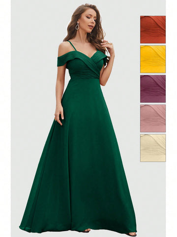 Cold Shoulder Chiffon Bridesmaid Dress