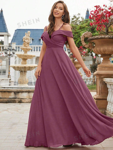 Cold Shoulder Chiffon Bridesmaid Dress