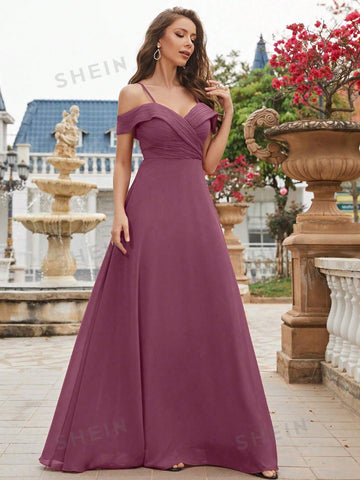 Cold Shoulder Chiffon Bridesmaid Dress