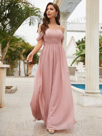Cold Shoulder Ruched Bust Bridesmaid Dress