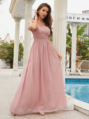 Cold Shoulder Ruched Bust Bridesmaid Dress