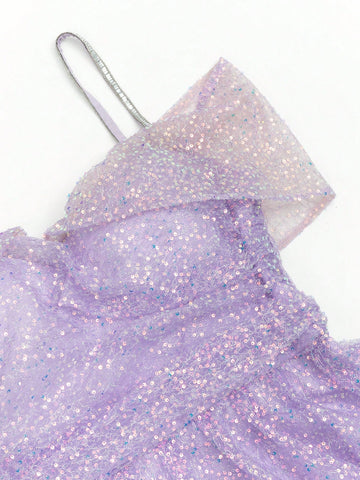 Cold Shoulder Sequin Formal Dress