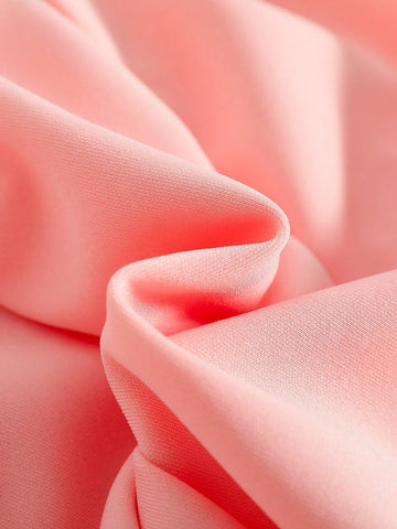 Collegiate Style Collar Girl's Solid Color Sweet & Charming Puff Sleeve Bow Neckline A-Line Dress
