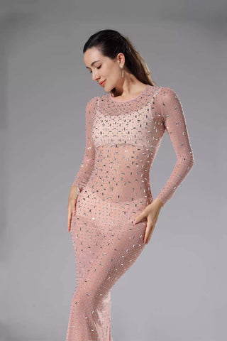 Collins Apricot Sheer Mesh Dress