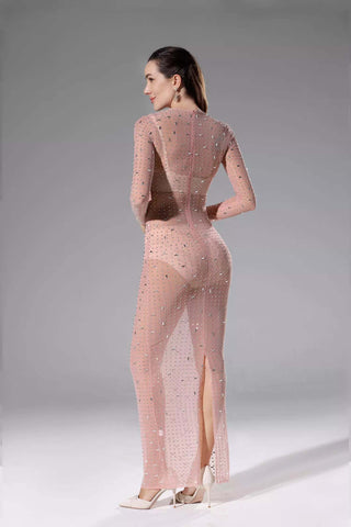 Collins Apricot Sheer Mesh Dress