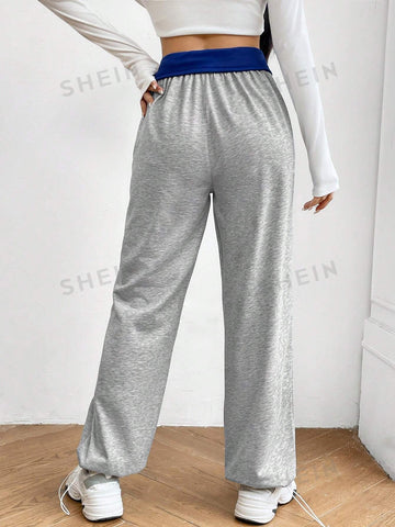 Color Block Drawstring Waist Sweatpants