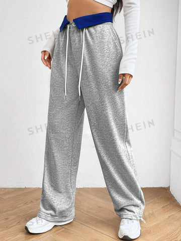 Color Block Drawstring Waist Sweatpants