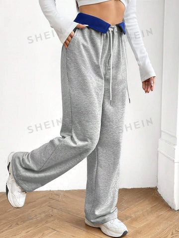 Color Block Drawstring Waist Sweatpants