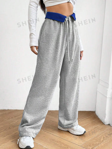Color Block Drawstring Waist Sweatpants