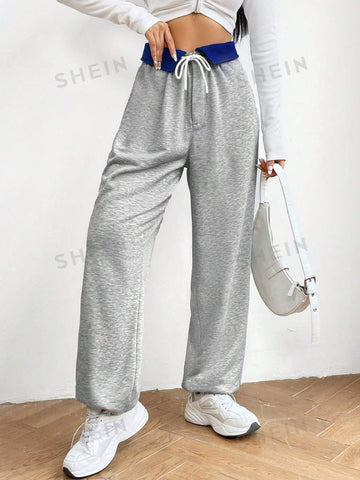Color Block Drawstring Waist Sweatpants