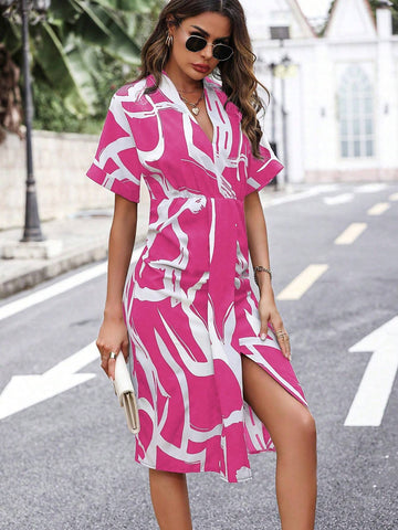 Color Block V-Neck With Slit Hem Fitted Maxi Dress