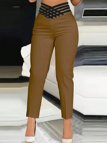 Colorblock V-Waist Tapered Pants
