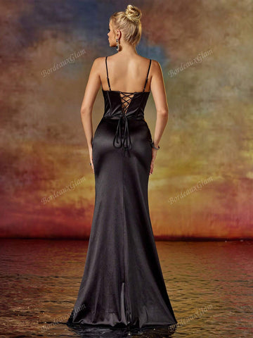 Column Spaghetti Sweetheart Homecoming Party Dress With Beaded