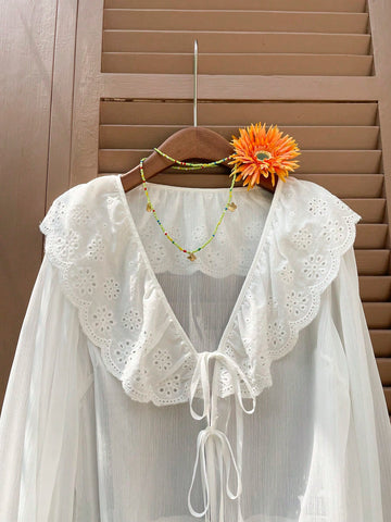 Easter Festival Outfits Puff Sleeve Women's White Woven Shirt