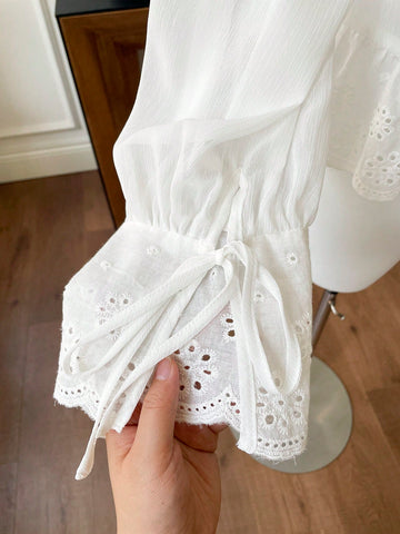 Easter Festival Outfits Puff Sleeve Women's White Woven Shirt