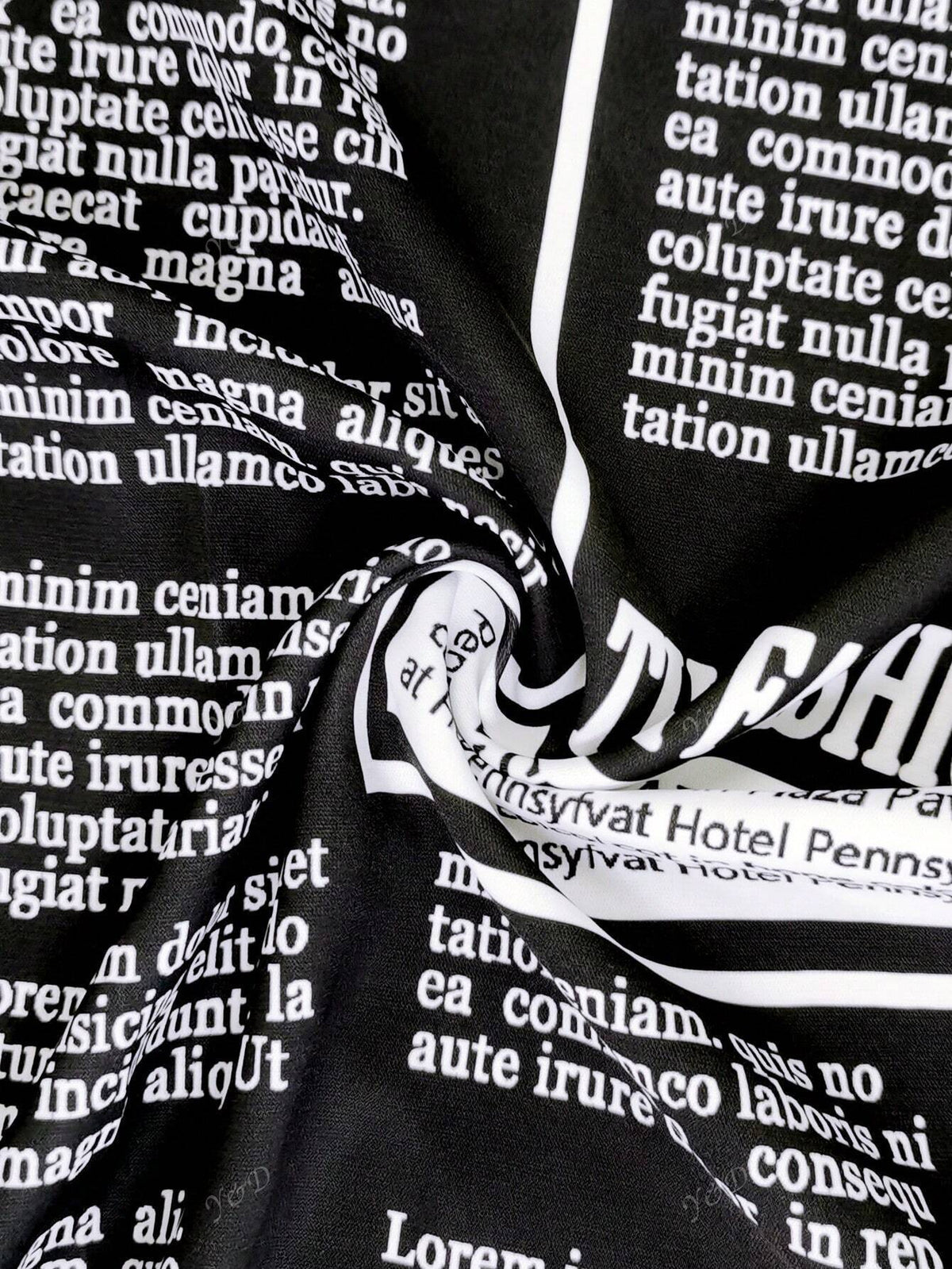 Commuter-Style Newspaper Print Loose Button Front Long Sleeve Shirt