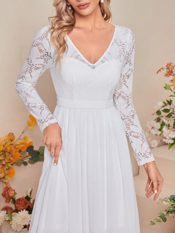 Contrast Lace Chiffon Wedding Dress