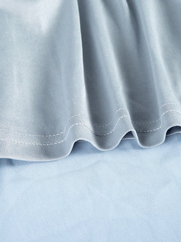 Contrast Lace Wrap Hem Lace Bodice Chiffon Party Dress